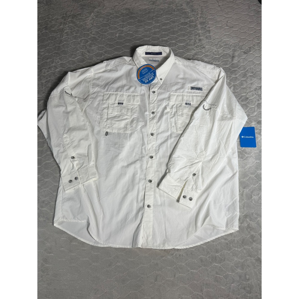 Columbia PFG Bahama II Long Sleeve Fishing Shirt White UPF 50 Mens XL NWT Hiking